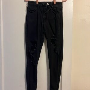 SO Black Distressed Skinny Jeans